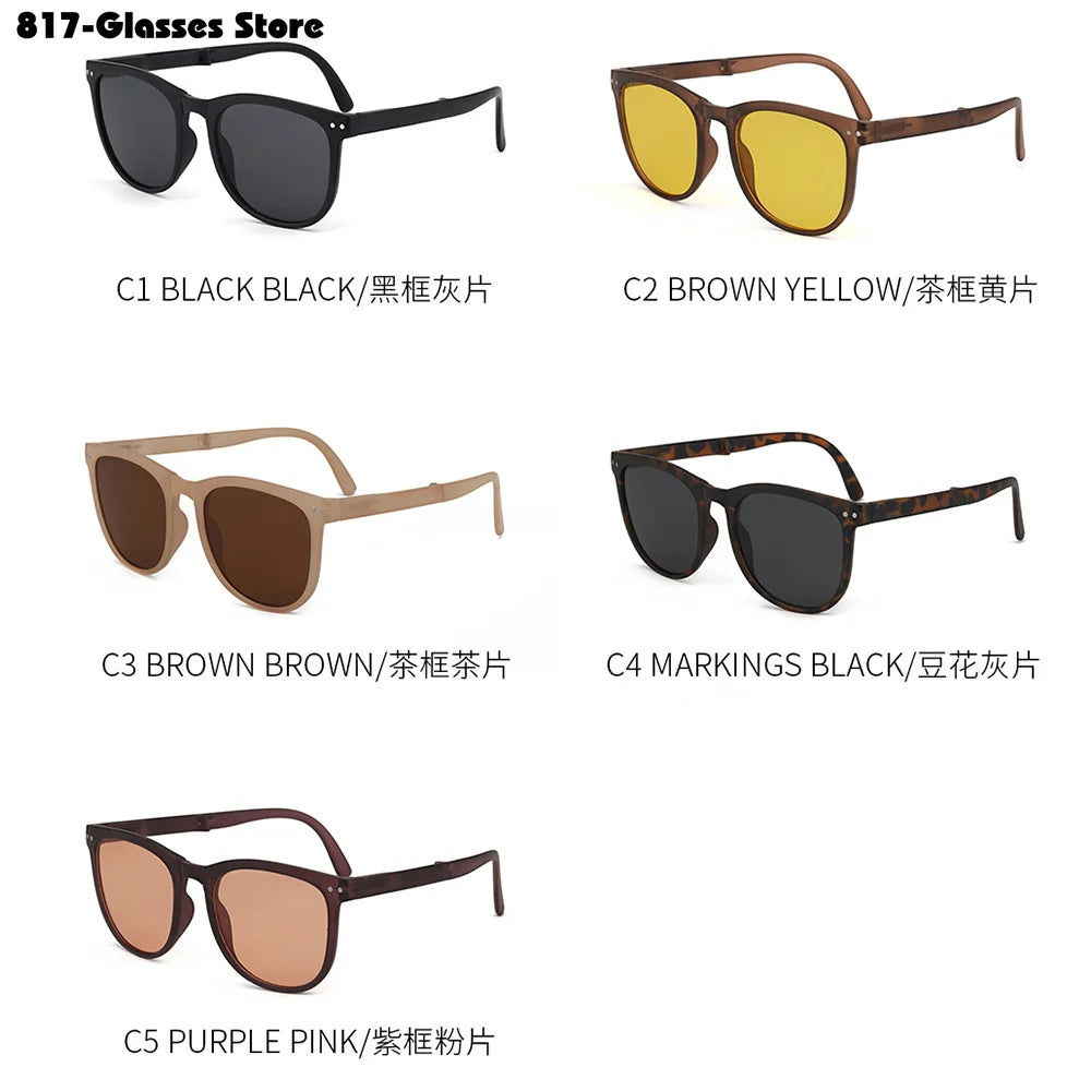 Folding Sunglasses Women UV400 Anti Ultraviolet  Oval Frame Eyewear
