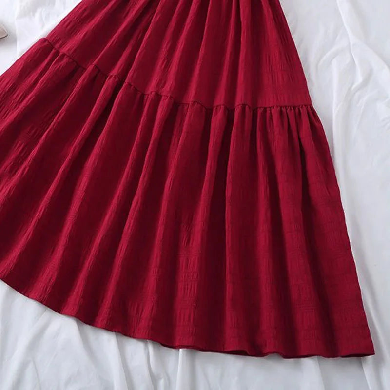 Teenage Girl Clothing Sweet Petal Sleeve Dress Youth High School College Student