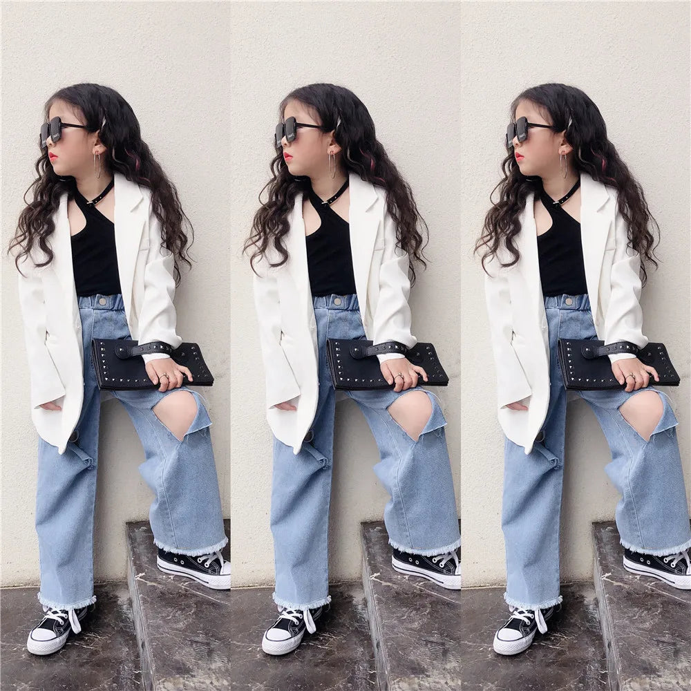 Korea Style Girl And Boys Fashion Blazer Coat Spring Autumn New Loose Outfit Children Hot Selling Jacket Suit