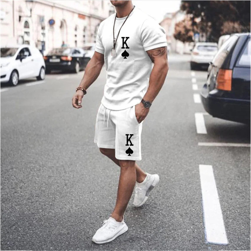 Casual Men's T-shirt Set Sportswear For Male Oversized Clothing Short Sleeve Shorts Suit Men T-shirt Suit Summer Beach Shorts