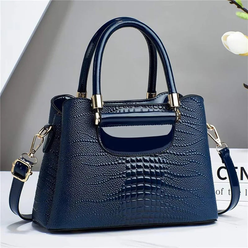Crocodile Women's Handbag Vintage Shoulder Bag New Pu Leather Crossbody Bag Brand Luxury Men's and Women's Business Bag