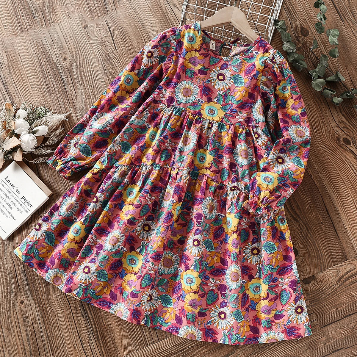 Kids Dresses for Girls Clothes for Teenagers Floral Cotton Long Sleeve Spring Autumn Children Baby Costumes
