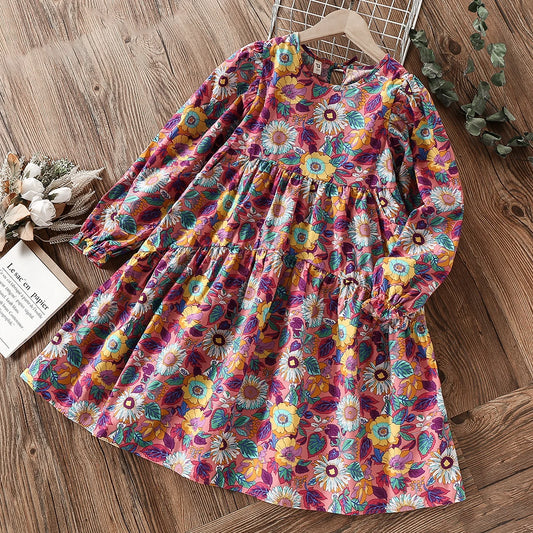 Kids Dresses for Girls Clothes for Teenagers Floral Cotton Long Sleeve Spring Autumn Children Baby Costumes