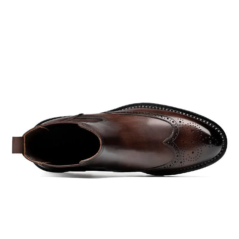 Vintage Men Ankle Boots Genuine Leather  Slip On Black Brown Italian Men  Boots Formal Elegant Chelsea Leather Boots Men