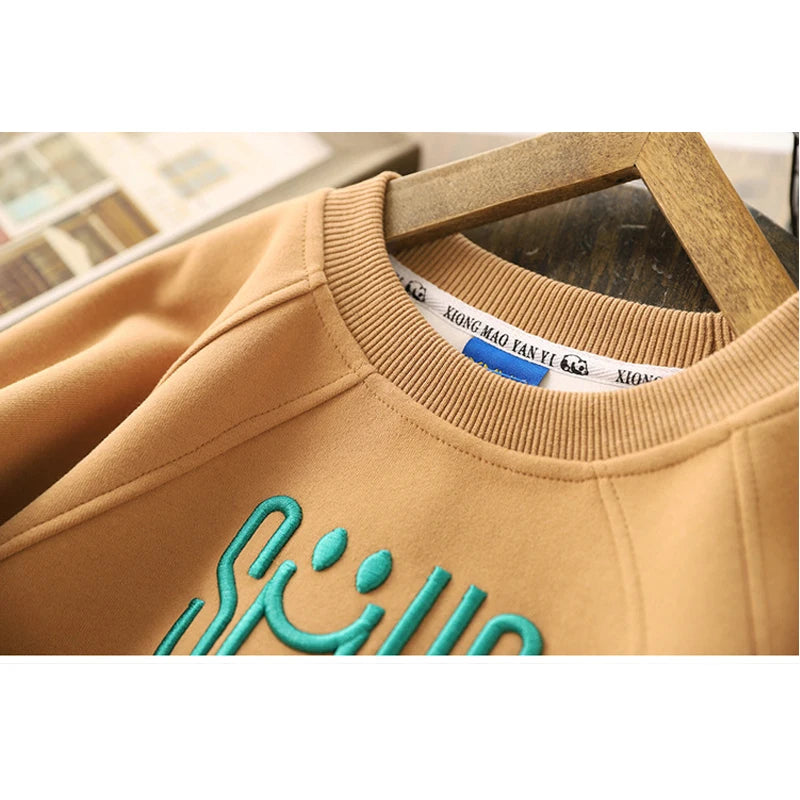 New Big Size Spring Autumn Boys Shirt Fashion Letter Smile Full Sleeve Teenager Boys Sweatshirt Children Top Clothes
