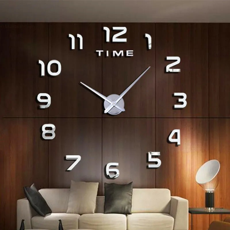 Modern Design Large Wall Clock 3D DIY Quartz Clocks Fashion Watches Acrylic Mirror Stickers Living Room Home Decor Horloge