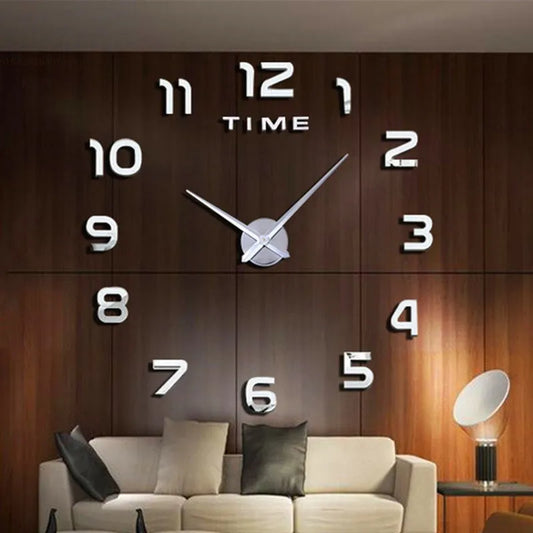 Modern Design Large Wall Clock 3D DIY Quartz Clocks Fashion Watches Acrylic Mirror Stickers Living Room Home Decor Horloge