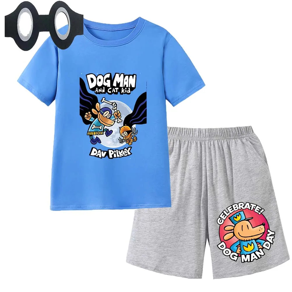 Hot Sale Cartoon Kids TShirt Shorts Mask 3PCS Captain Underpants DogMan Baby Boys Girls Clothe Summer Children Cotton T-Shirt