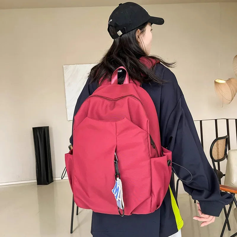 High Quality and Fashionable Women's Backpack Large Capacity Waterproof Backpack Nylon Solid Leisure Zipper Backpack