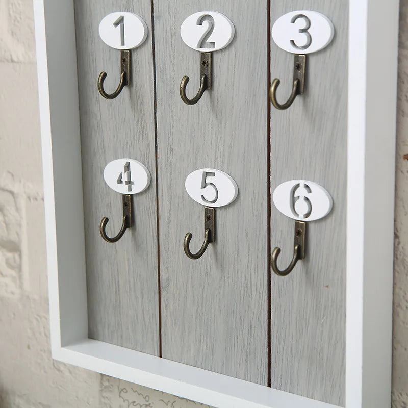 Wooden Key Holder with 6 Hooks for Hanging Keychain decorative Wall Mounted Shelf Home Sundries Organizer Living Room Decoration