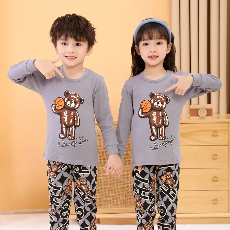 Autumn Children Home Clothes Set Boys and Girls Long-sleeved Pajamas