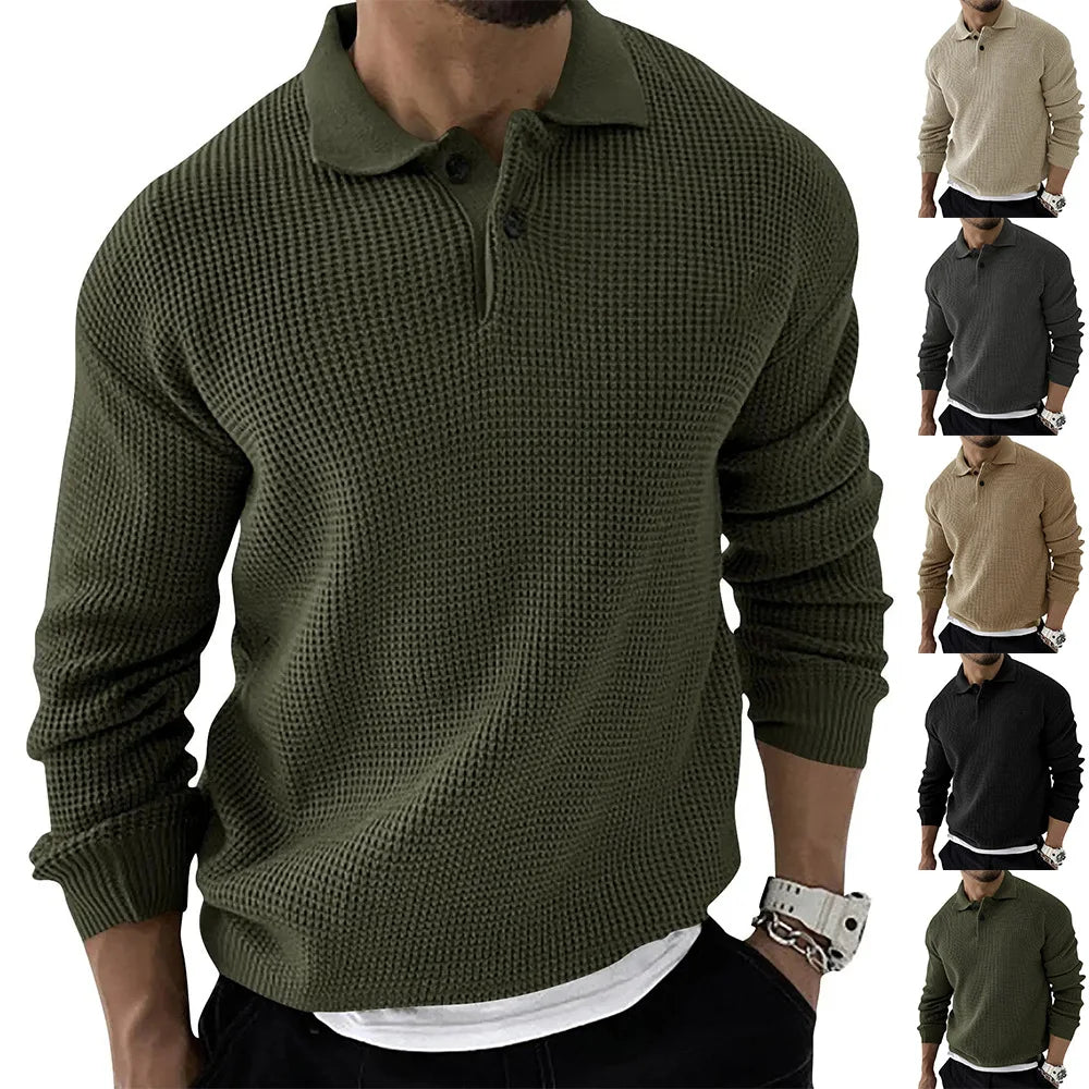 Men's Sweater Knitted POLO Shirts Lapel Solid Color Knitted Pullover Social Streetwear Casual Business Men Clothin