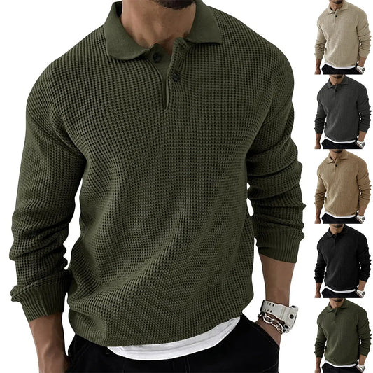 Men's Sweater Knitted POLO Shirts Lapel Solid Color Knitted Pullover Social Streetwear Casual Business Men Clothin