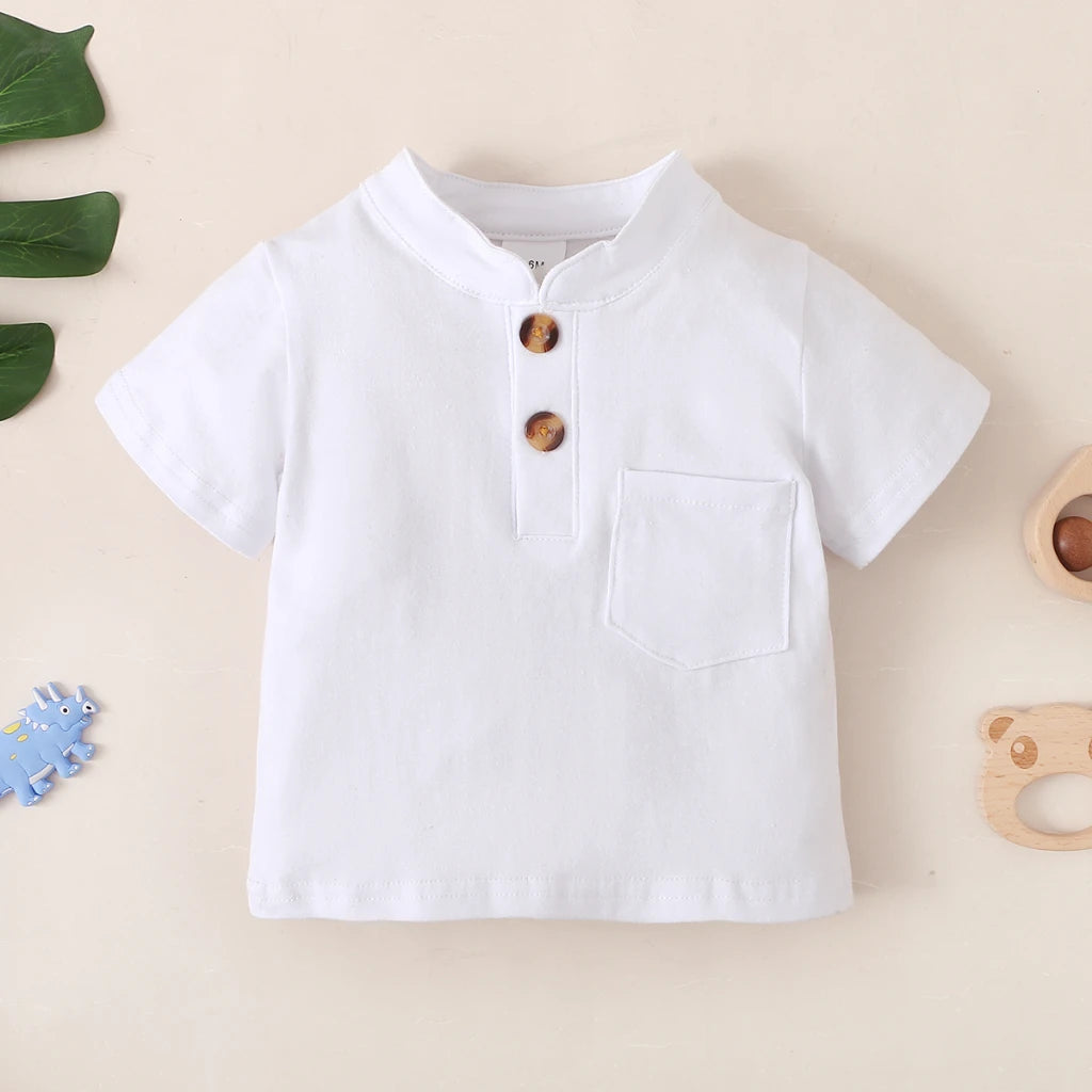 Infant Baby Boy Clothes 2PCS Set White Short Sleeves T-shirt Shorts  Summer Daily Casual Outfit for Toddler Boy 3-24 Months