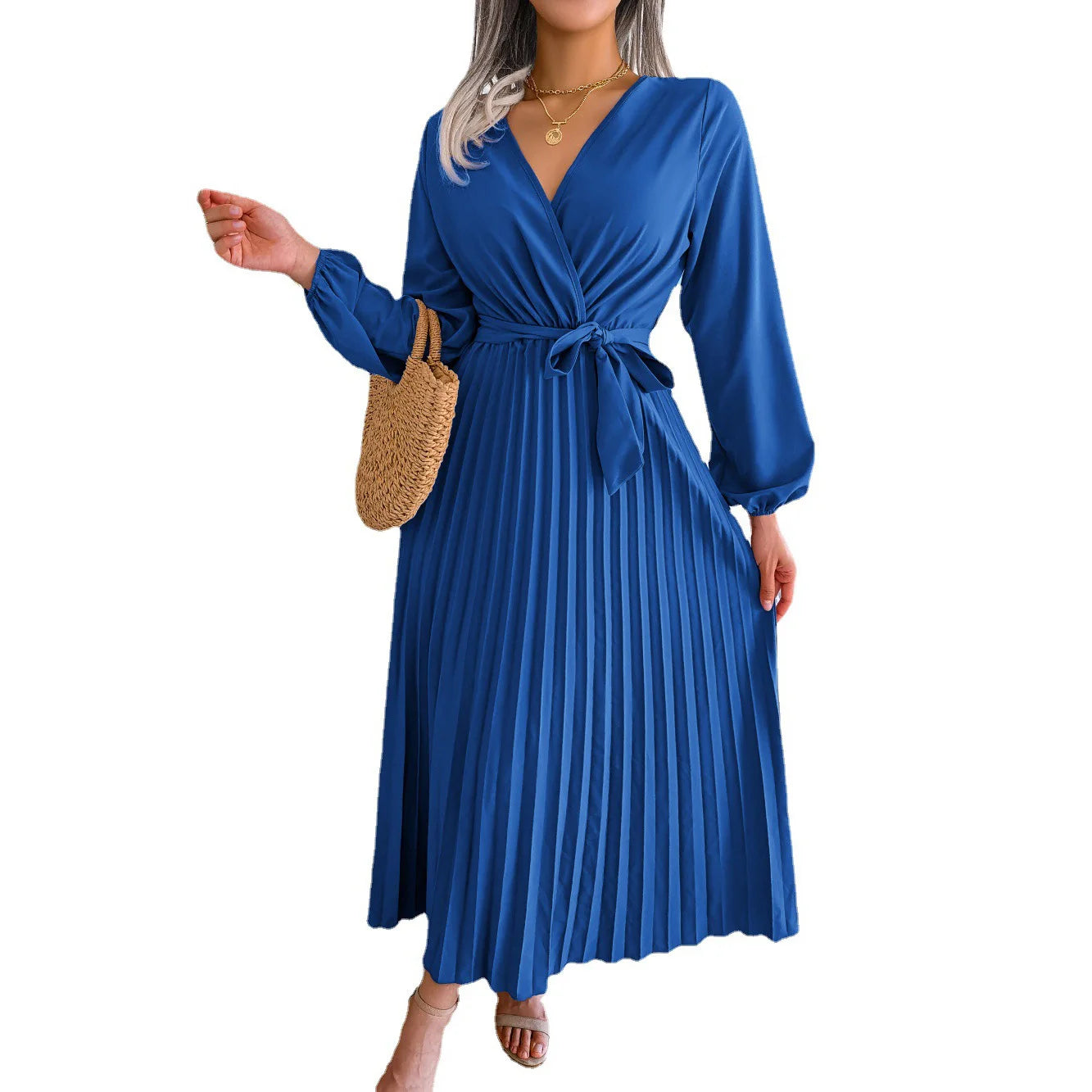 Women Spring Summer V Neck Long Dress