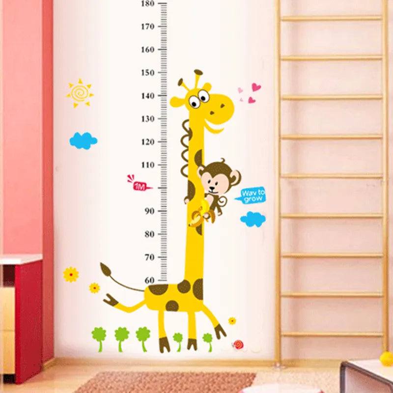 Kids Height Chart Wall Sticker Cartoon Giraffe Decor Height Ruler Home Room Decoration Art Sticker Poster