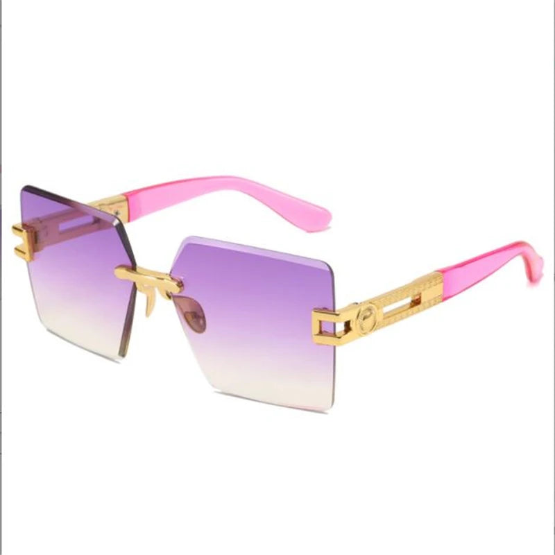 New diamond cut edge square sunglasses  Fashion new metal luxury glasses