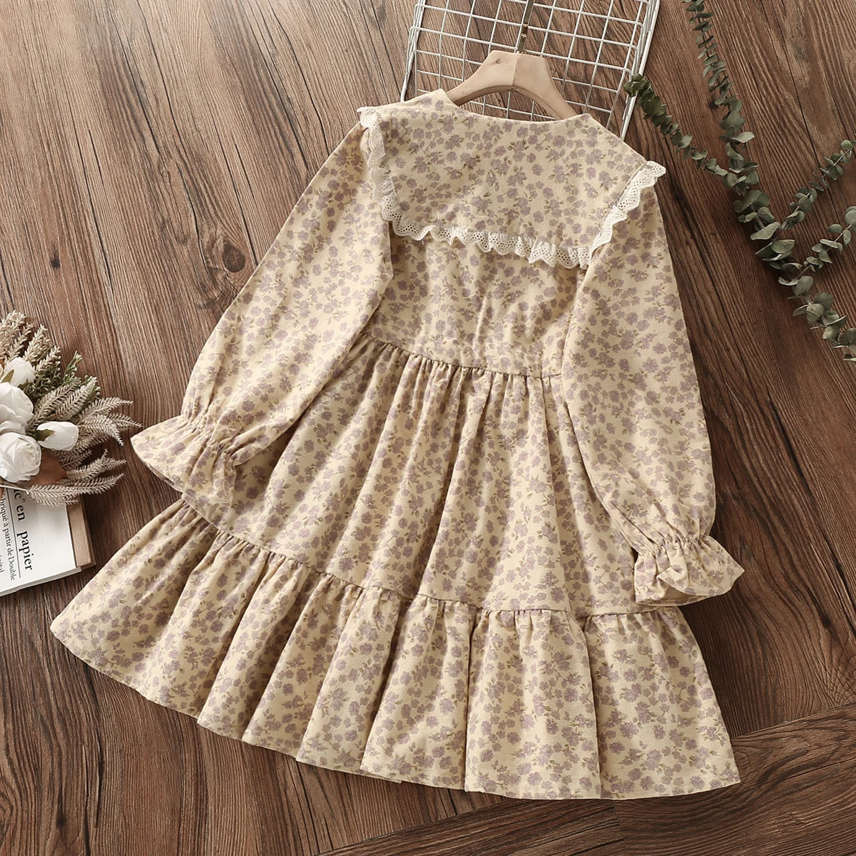 Baby Girls Dresses for Kids Clothing Flower Long Sleeve Teenagers School Costume Elegant Dress Children Vestido