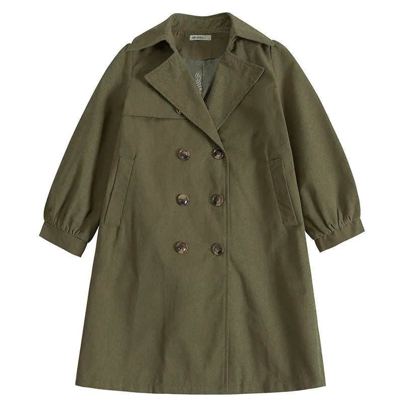 Windbreaker Girls Jacket Outerwear Kids Coats Children Teenage Double-breasted Jackets Spring Autumn Trench Outfits