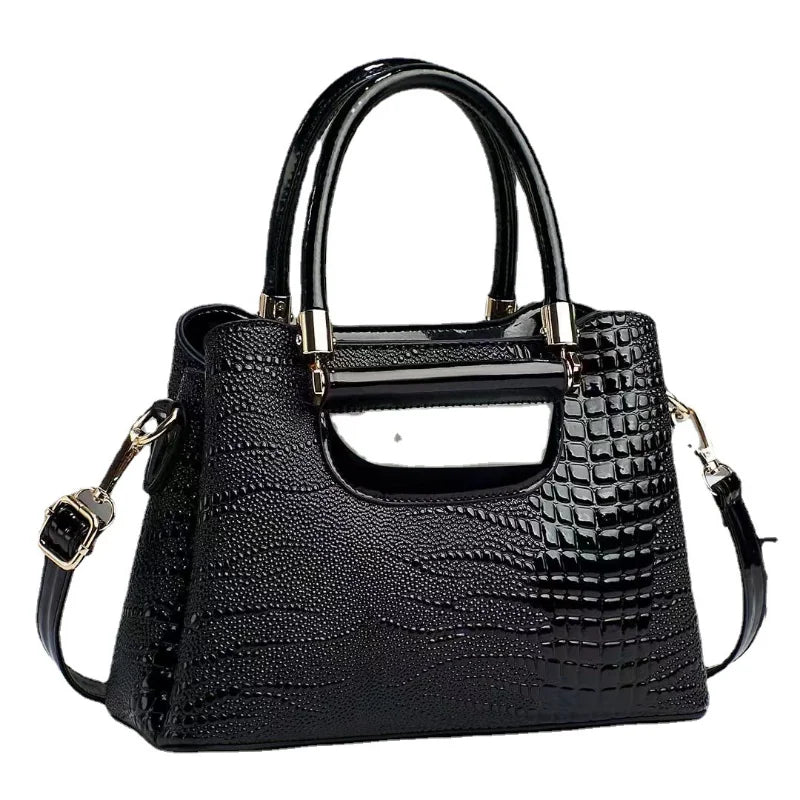 Bright Leather Stone Pattern Women's Bucket Bag High Quality Brand Ladies Handbag Fashion Women's Shoulder Crossbody Bag