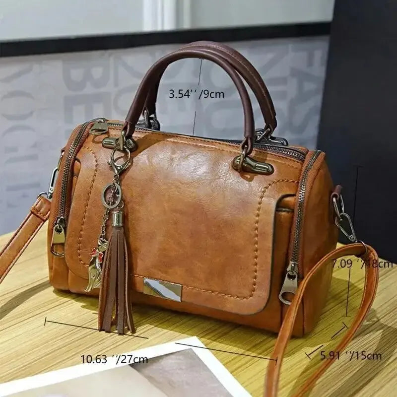 Tassel Decor Handbag, Women's Large Capacity Shoulder Bag, Fashion Zipper Crossbody Bag With Removable Strap luxury elegant