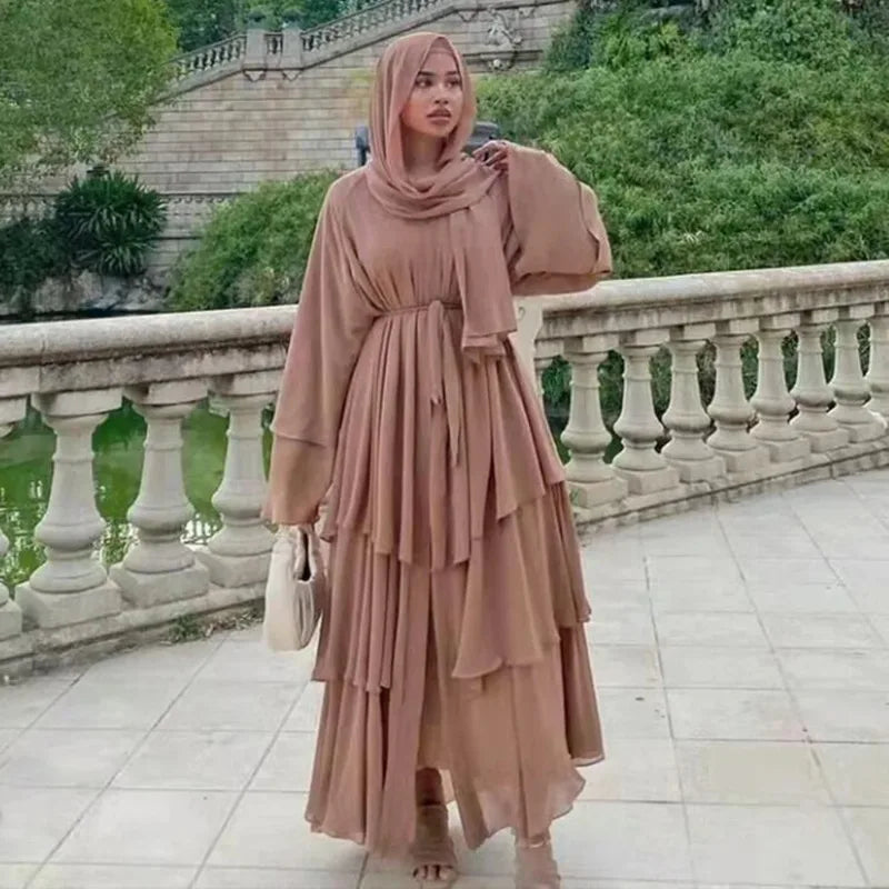 Chiffon Robe Longue Kimono Femme Musulmane Open Abaya Dubai Turkey Islam Arabic Muslim Dress Abayas for Women Caftan Marocain