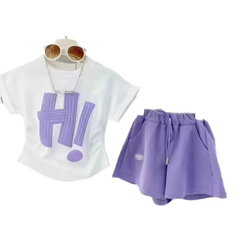 girls clothes t shirt for kids boy 10 years kids clothes Casual shorts two-piece sports suit Big Girl Summer clothing  kids girls boys