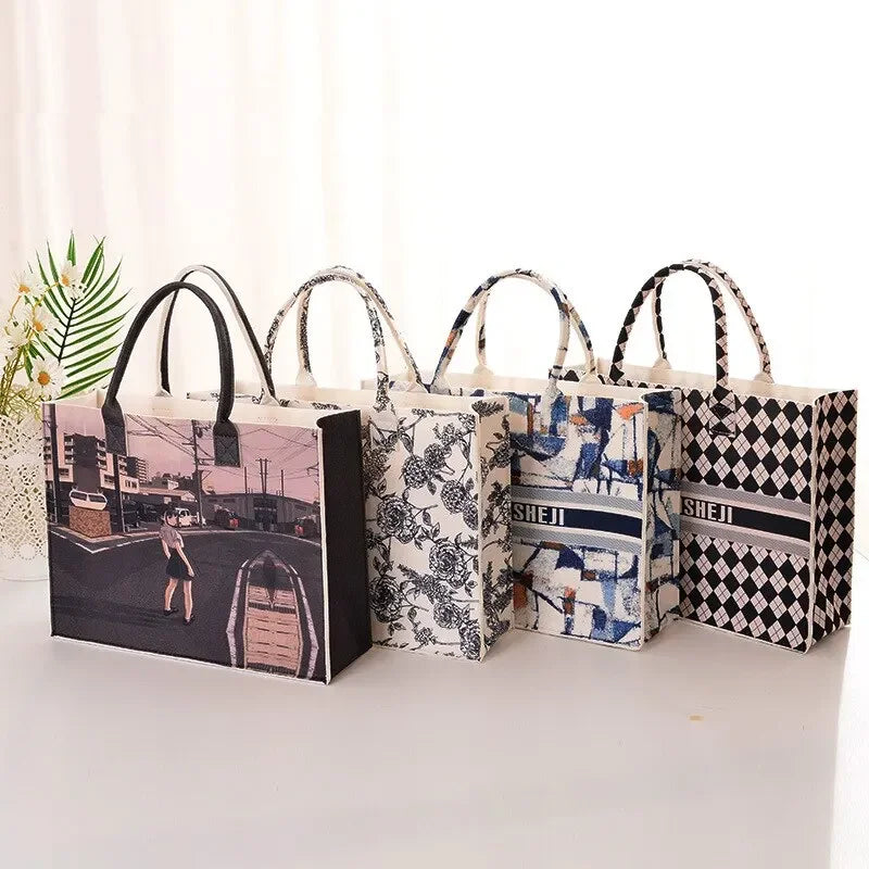 Super Large Capacity Fashion Felt Handbag Supermarket Shopping Gift Handheld Tote Bag Cartoon Gift Felt Crossbody Bag