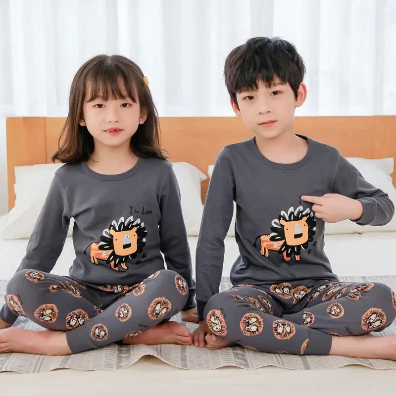 Baby Boys Pajamas Autumn Long Sleeved Children's Clothing Sleepwear Teen Pajama Cotton Pyjamas Sets For Kids 6 8 10 12 14 Years