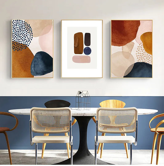 geometric line orange watercolor Wall Poster Print Nordic  Canvas Painting Art pictures Living Room Home Decor