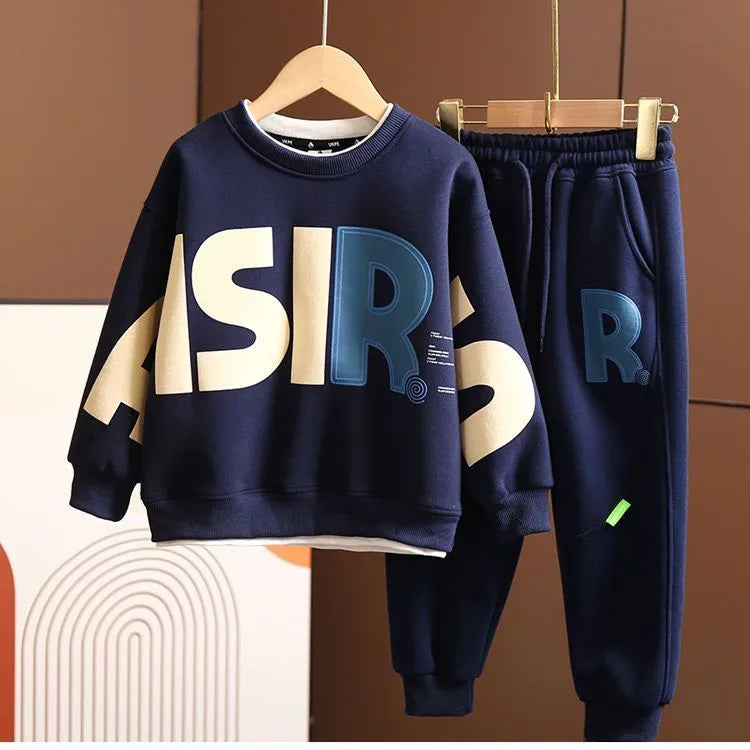 New Autumn Spring Trendy 2pcs Sweaters+Pants Sports Suits 3-14 Years Kids Leisure Loose Outfits Children Clothes boy Sets