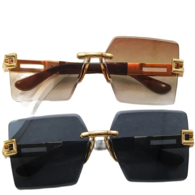 New diamond cut edge square sunglasses  Fashion new metal luxury glasses