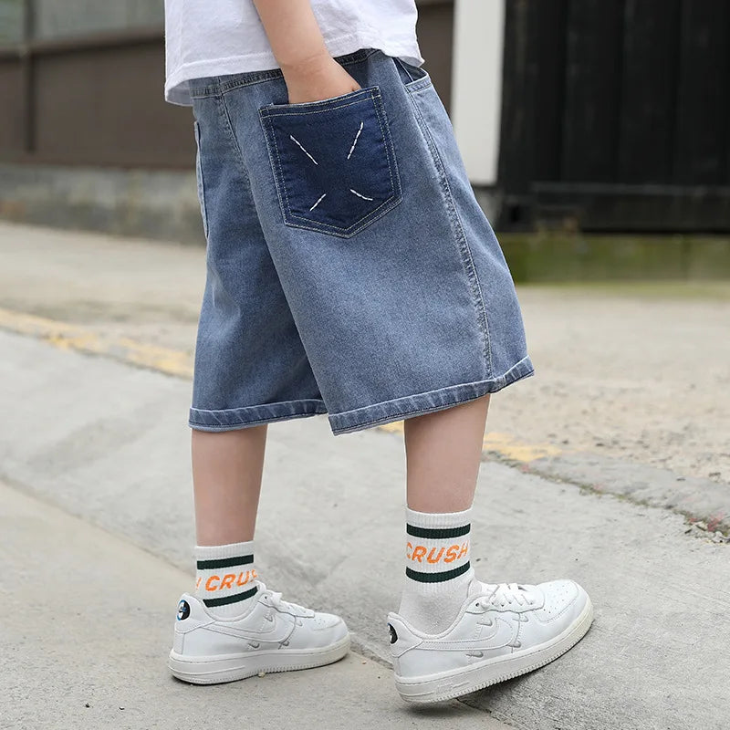 Boys Jeans Kids Summer Blue Shorts Casual 1/2 Trousers Boy Clothes
