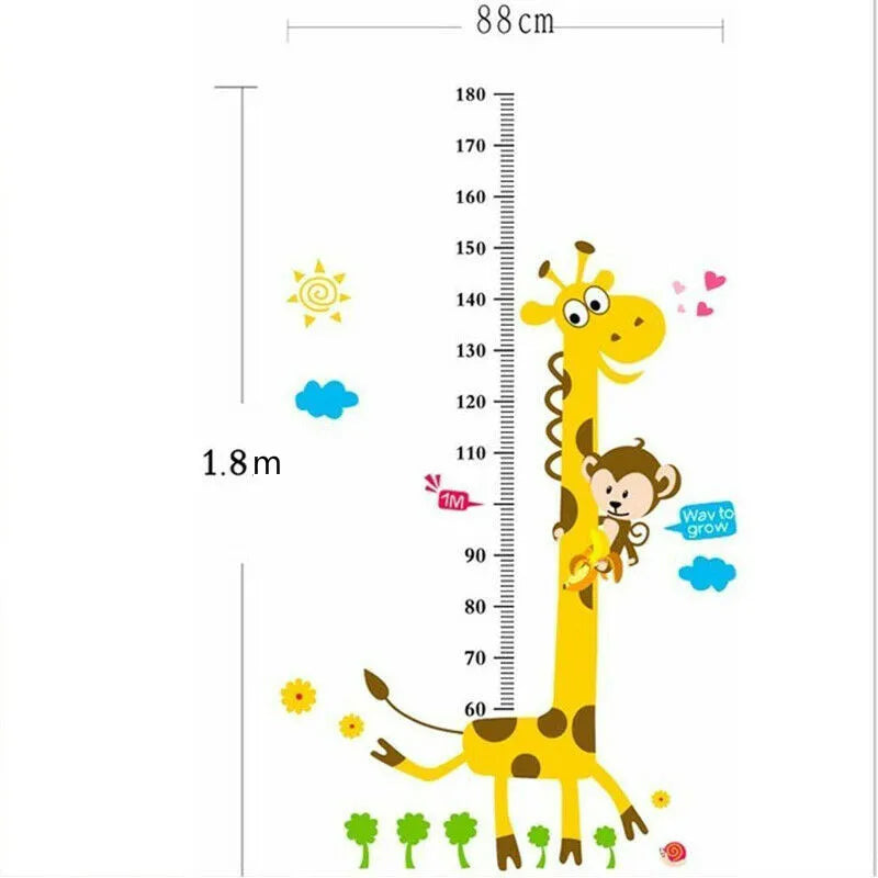 Kids Height Chart Wall Sticker Cartoon Giraffe Decor Height Ruler Home Room Decoration Art Sticker Poster