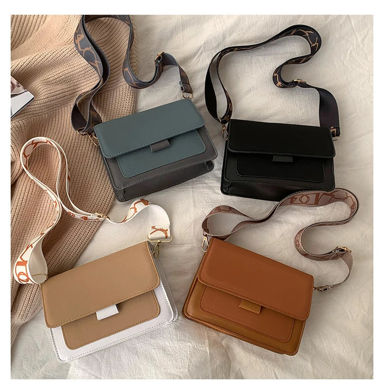 Small Classic Fashion Female Shoulder Bag Wide Straps Flap Crossbody Bags for Women Trend Simple Handbag Designer Bag