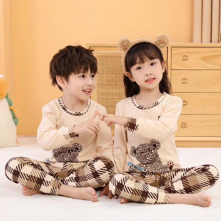 Autumn Children Home Clothes Set Boys and Girls Long-sleeved Pajamas