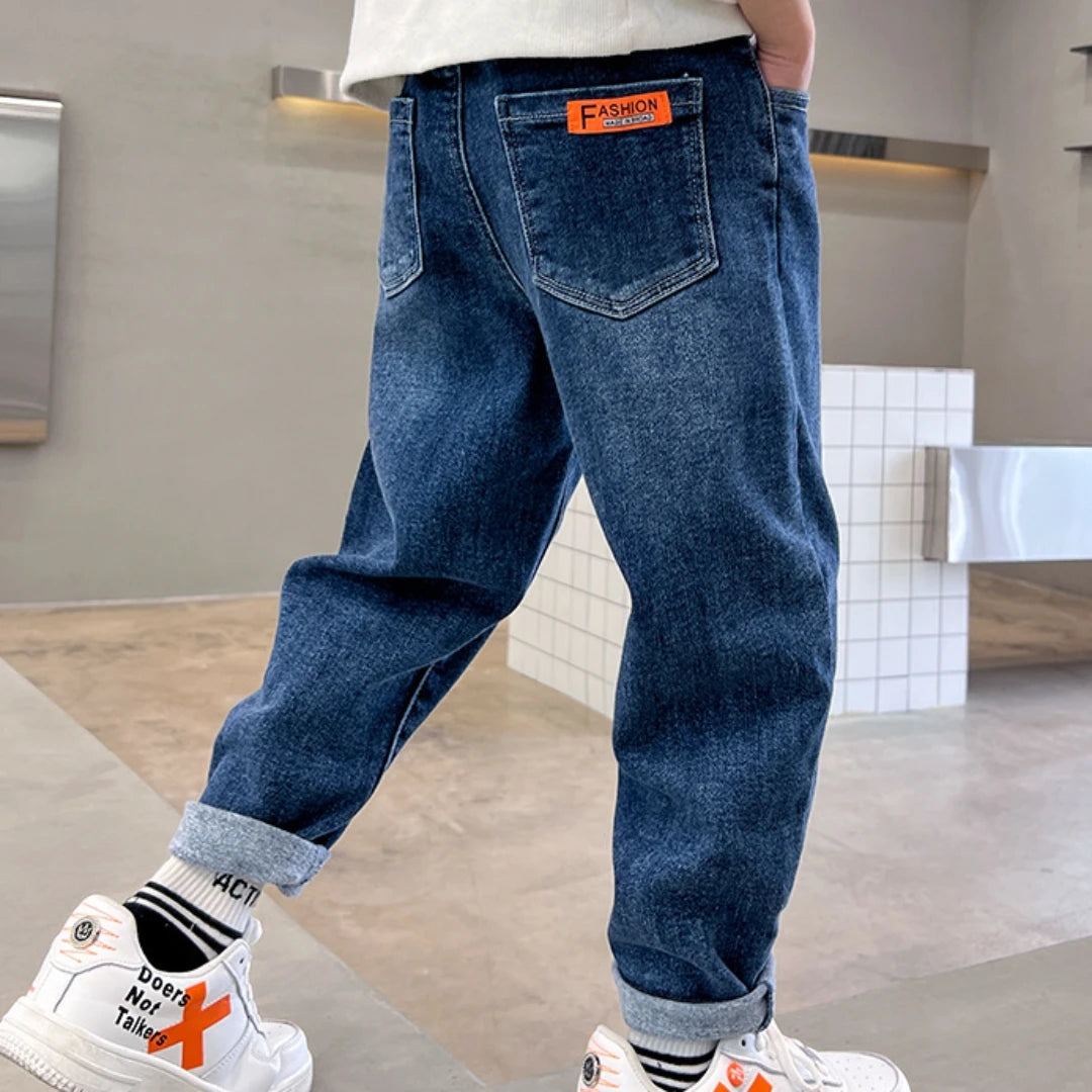 Latest Plain Boys Jeans Kids Blue Casual Denim Pants Pencil Trousers Kid's Clothes