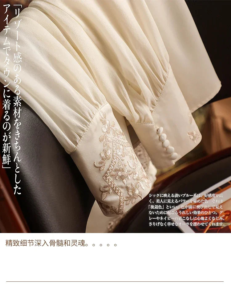 Luxury Stylish embroidery shirts for ladies  elegant Women's blouses with Graceful Design Spring Summer