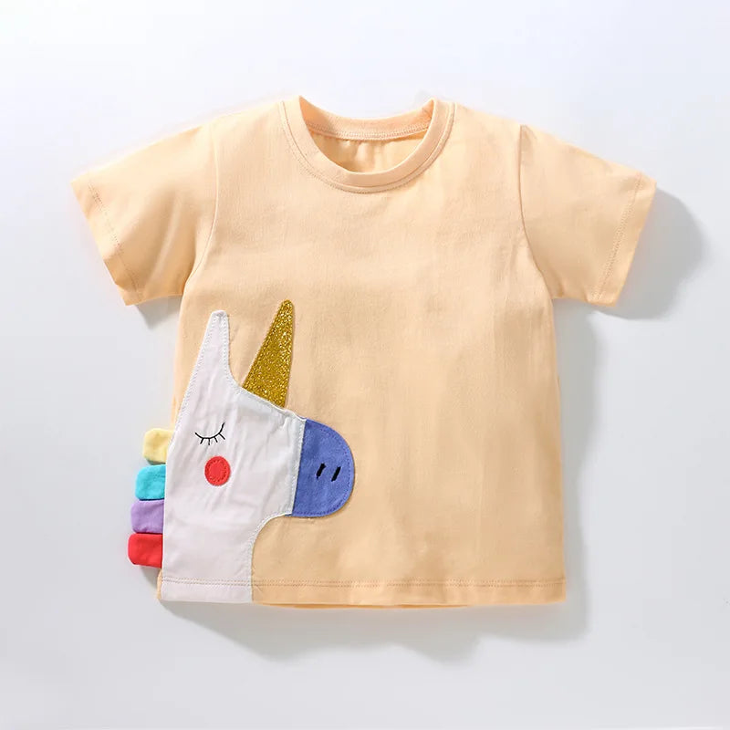 Little maven  Cotton T-shirt Short Sleeves Summer Clothes with Little Bees Lovely for Baby Girls Kids 2 to 7 year