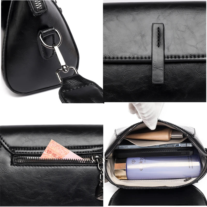 High Quality Small Crossbody Bag Women Trend Luxury Oil Wax Leather Shoulder Bag Fashion Ladies Handbag And Messenger Purse