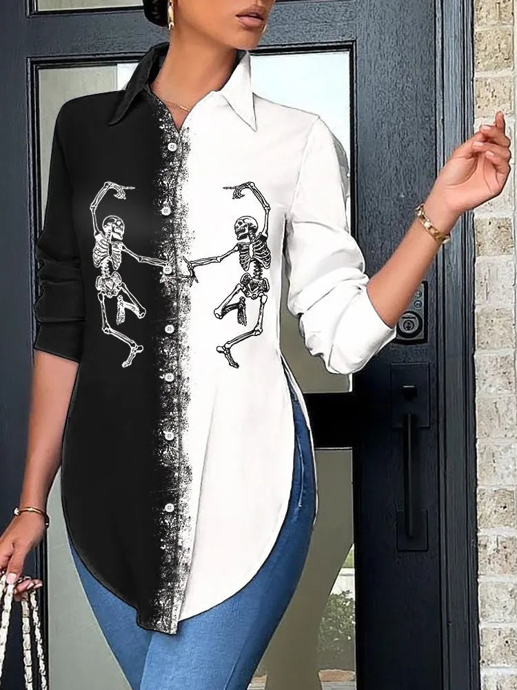 women Button Shirts Top For Women Autumn Long Sleeves Casual Slim Shirt Clothes Irregular Tops
