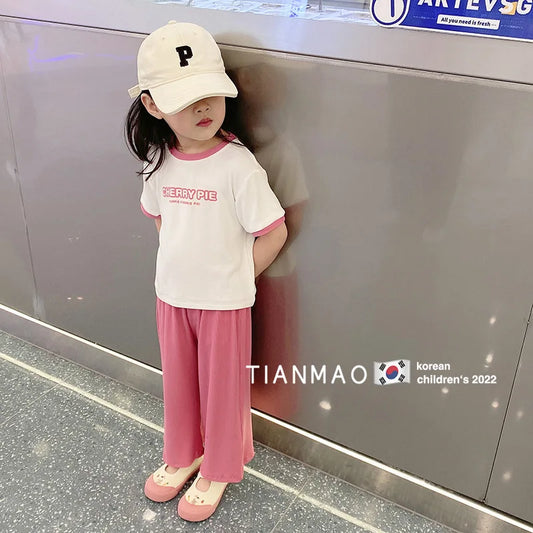 Summer Girls Clothes Sets Short Sleeve T-shirt+Pants Baby Girl Outfit Set Children Casual Clothes Kids Clothes Girls 2Pcs 2-7Yrs