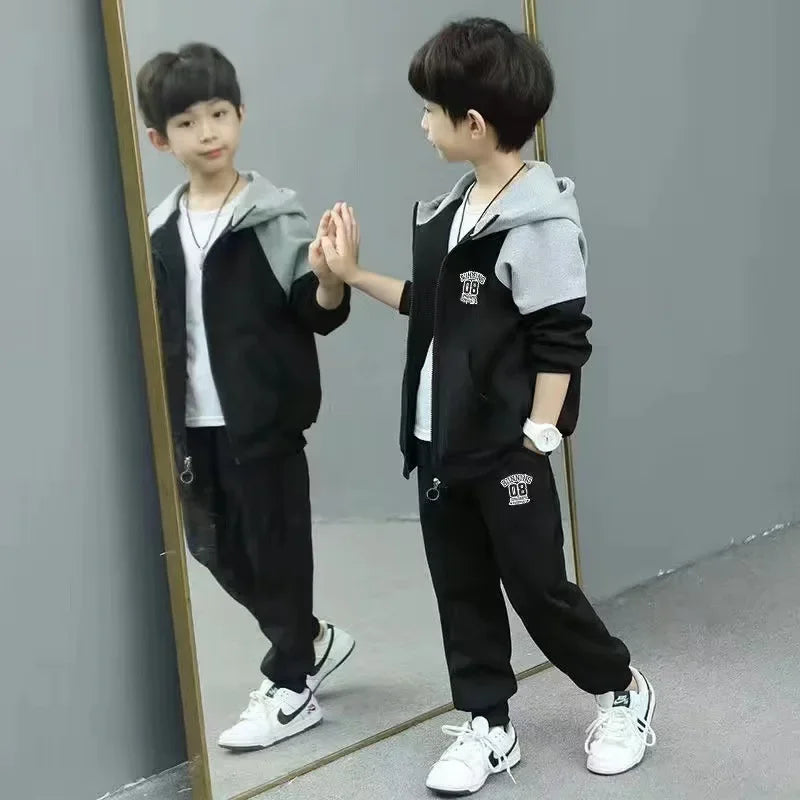 New Spring Autumn Child Boy Clothing Set Letter Hoodies Coats + Pants 2Pcs Tracksuit Suit For Kids Children Present