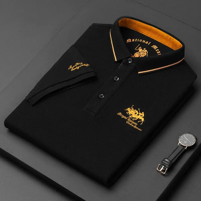 Polo Shirt Men's High-end Luxury Top Summer Casual Lapel Short Sleeve T-shirt Korean Fashion Men's