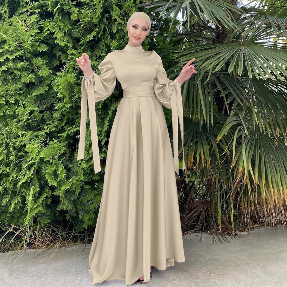 Satin abayas For Women  Kaftan Dubai Turkey Fashion Muslim's Dresses Luxury Islam Robe African Kimono Morocco Clothing Caftan