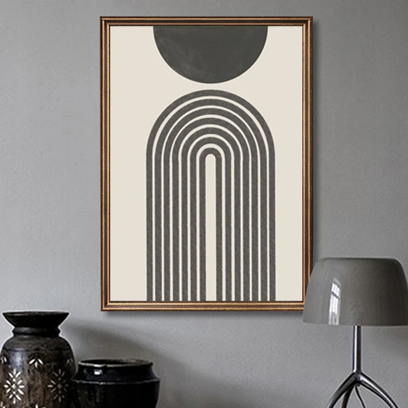 Sun Circle Minimalist Line Print Wall Art Poster Abstract Black White Canvas Decorative Picture Nordic Paintings for Living Room