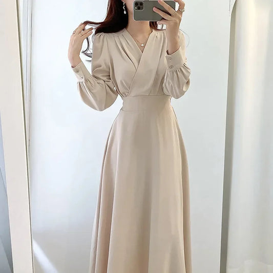 Elegant Office Shirt Dress VONDA Women Summer Puff Sleeve Waist-in Design Midi Sundress Elegant Casual Pleated Robe Femme