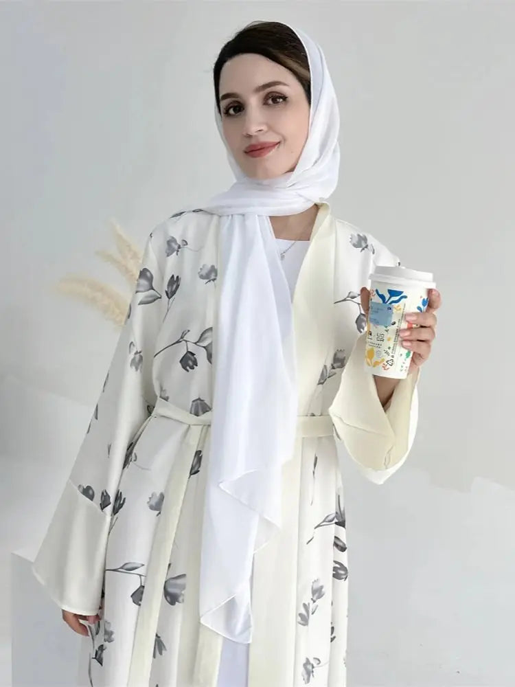 Abayas For Women Black White Muslim Kimono Open Abaya Islam Dress Kebaya Robe Femme Musulmane Kaftan