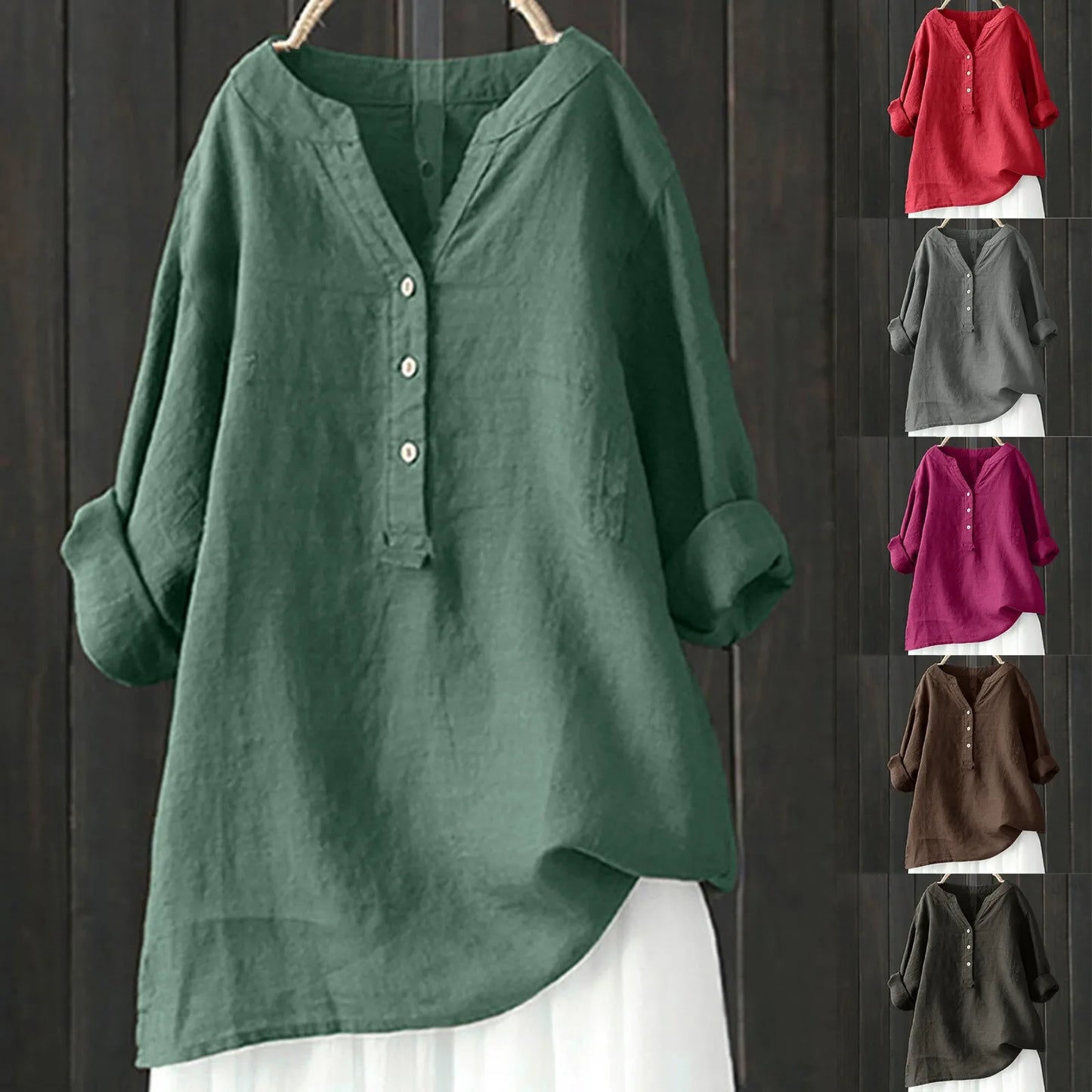 Plus Size 5XL Casual Loose Cotton Linen Blouse Shirt Women Long Sleeved Oversize Blouse Vintage Loose Blouses Spring Summer