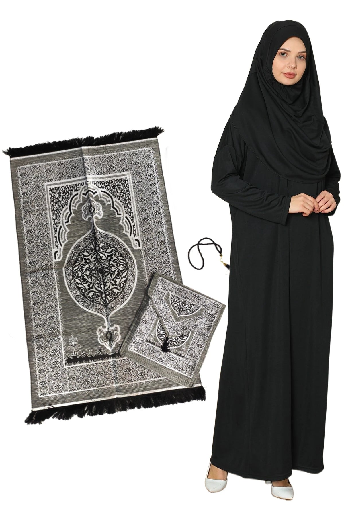 Turkey Muslim With Bag Prayer Dress for women Prayer Rug Rosary Beads Set Gift Hijab Long Abaya Islamic Clothes Full Cover